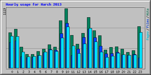 Hourly usage for March 2013